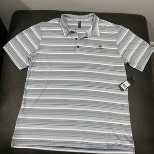 Adidas Golf Men's Two-Color Striped Polo Shirt, Brand New Blue & White XL NWT